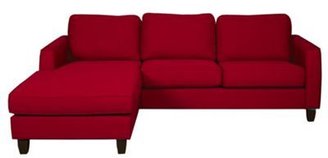 Debenhams Red 'Dante' left hand facing corner chaise sofa with dark wood feet