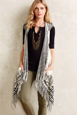 Anthropologie Angel of the North Hooded Jacquard Vest