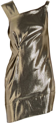 Roland Mouret Anser asymmetric silk-blend lamé dress