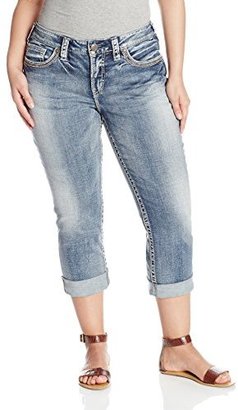 Silver Jeans Juniors Plus-Size Suki Mid Rise Denim Capri