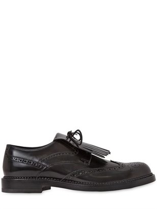 Tod's Fringed Brushed Leather Derby Shoes