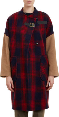 Band Of Outsiders Plaid-Pattern Blanket Coat