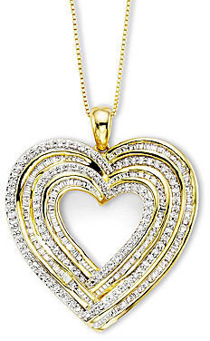 JCPenney FINE JEWELRY 11⁄4 CT. T.W. Diamond Heart Pendant Necklace
