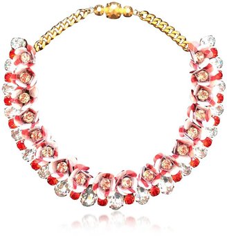 Shourouk Flora Peach Necklace w/Crystals and Sequins