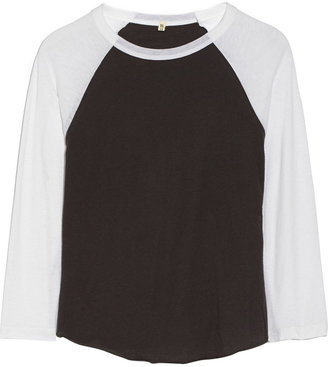 R 13 Concert two-tone cotton and cashmere-blend top