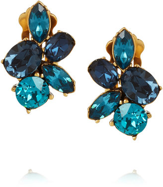 Oscar de la Renta Gold-tone crystal clip earrings