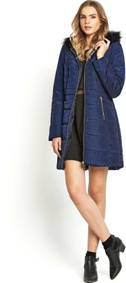 Love Label Faux Fur Hooded Padded Coat