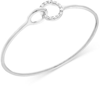 T Tahari Silver-Tone Crystal Pave Circle Bangle Bracelet