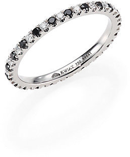 Kwiat Black/White Diamond & 18K White Gold Eternity Stacking Ring