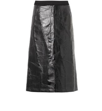 Giles Leather-effect jacquard skirt