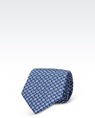 Giorgio Armani Silk Tie With All Over Logo