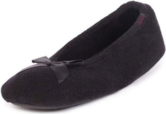 Isotoner Women's Ladies Terry Ballet W/Bow Slippers Open Back