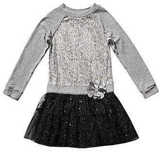 Sweet Heart Rose 2T-6X Sequin-Embellished Sweater-Knit Bodice Tutu-Skirted Dress