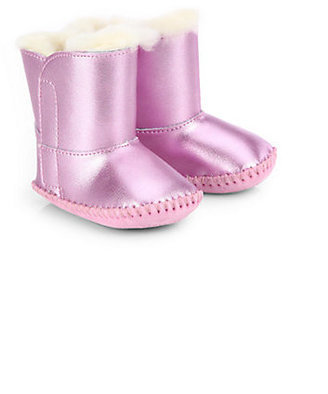 UGG Baby's Cassie Shearling-Lined Metallic Leather Booties
