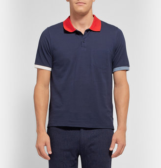 Band Of Outsiders Contrast-Trim Cotton-Piqué Polo Shirt