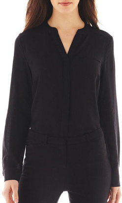 JCPenney Worthington Long-Sleeve Button-Front Blouse