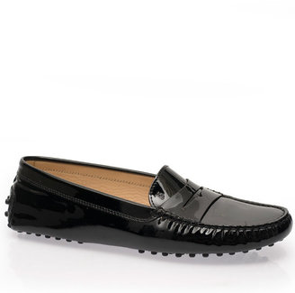 Tod's Black Mocassino Gommino Patent Leather Driving Loafers
