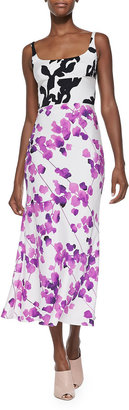 Narciso Rodriguez Mixed Floral-Print Charmeuse Dress
