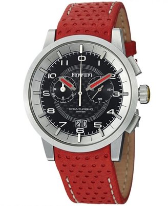 Ferrari Men's Granturismo Chronograph Black Carbon Fiber Dial Red Calf Skin FE11ACCCPBK Watch