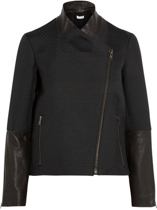 Helmut Lang Leather and matelassé satin-crepe jacket