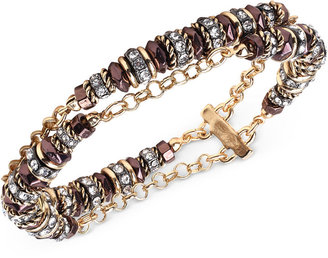 Jones New York Gold-Tone Crystal Two Row Flex Bracelet