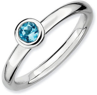 Sterling Silver Stackable Ring 4 mm Round shaped Blue Topaz stone QSK507