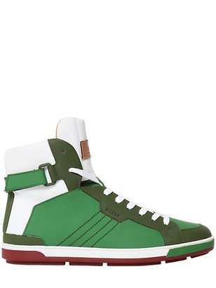 Bally Rubberized Leather High Top Sneakers