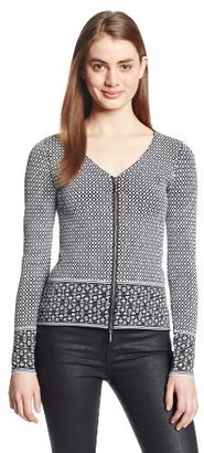 Nanette Lepore Women's One and Done Illusion Knit V-Neck Cardigan Sweater