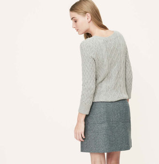 LOFT Petite Button Front Tweed Skirt
