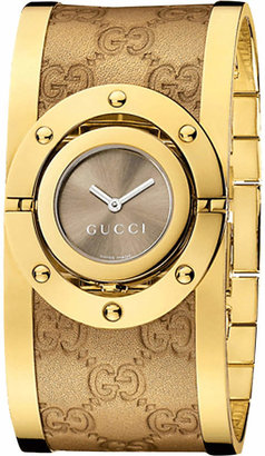 Gucci YA112434 Twirl yellow gold-plated stainless steel cuff watch