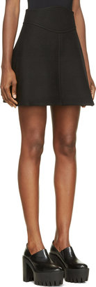 Carven Black Wool Crepe A-Line Mini Skirt