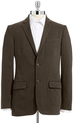 Black Brown 1826 Peached Twill Single Breasted Blazer-BEIGE-Small