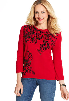 Alfred Dunner Scroll-Print Sweater