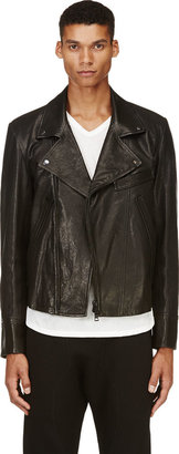 Ann Demeulemeester Black Washed Leather Biker Jacket