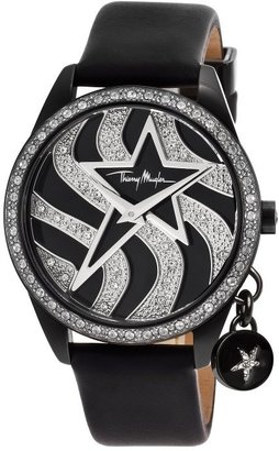 Thierry Mugler Women's Black Genuine Leather Black dial