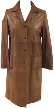 NON SIGNÉ / UNSIGNED Brown Leather Coat