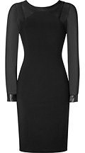 Versace Black sheath dress with leather trim