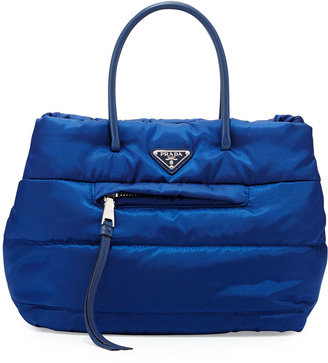 Prada Tessuto Bomber Shopper Bag, Blue (Bluette)