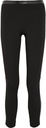 Diane von Furstenberg Lendra leather-paneled stretch-jersey skinny pants