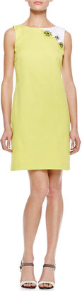 Piazza Sempione Colorblock Sheath Dress, Chartreuse/White