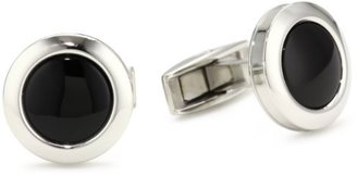 Colibri Jewelry \"Hampton\" Polished Stainless Steel Round Black Onyx Cuff Links