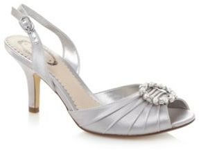 Debut Silver ruched ring detail slingback mid sandals