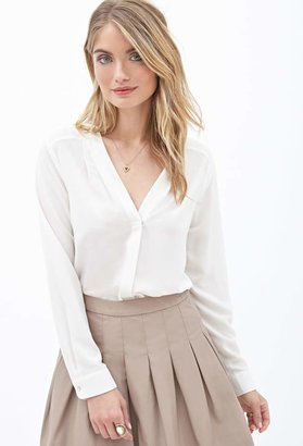 Forever 21 Contemporary Pleated V-Neck Top