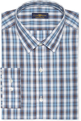 Club Room Estate Wrinkle-Resistant Persian Blue Checked Dress Shirt