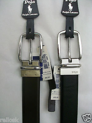 Polo Ralph Lauren Mens Reversible Leather Belt Black Brown 32 34 36 38 40 42 Nwt