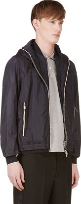 Moncler Navy Hooded Double Layer Hugues Jacket