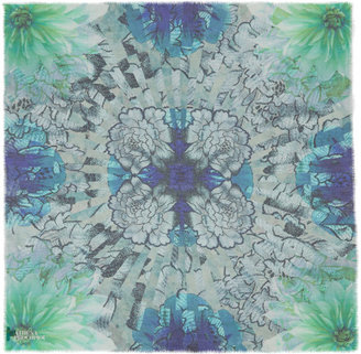 Athena Procopiou Blue Kaleidoscopic Floral Cashmere-Blend Scarf