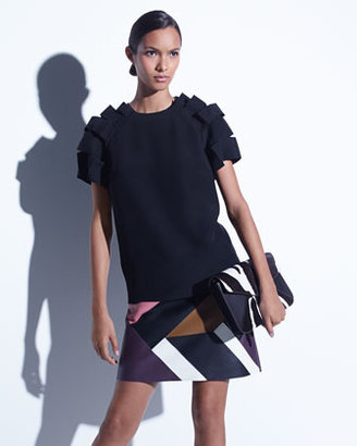Fendi Mondrian Patchwork Leather Skirt