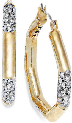 Juicy Couture Earrings, Gold-Tone Crystal Octagon Hoop Earrings
