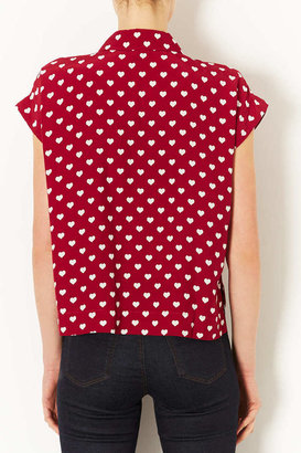 Topshop Petite Heart Print Shirt